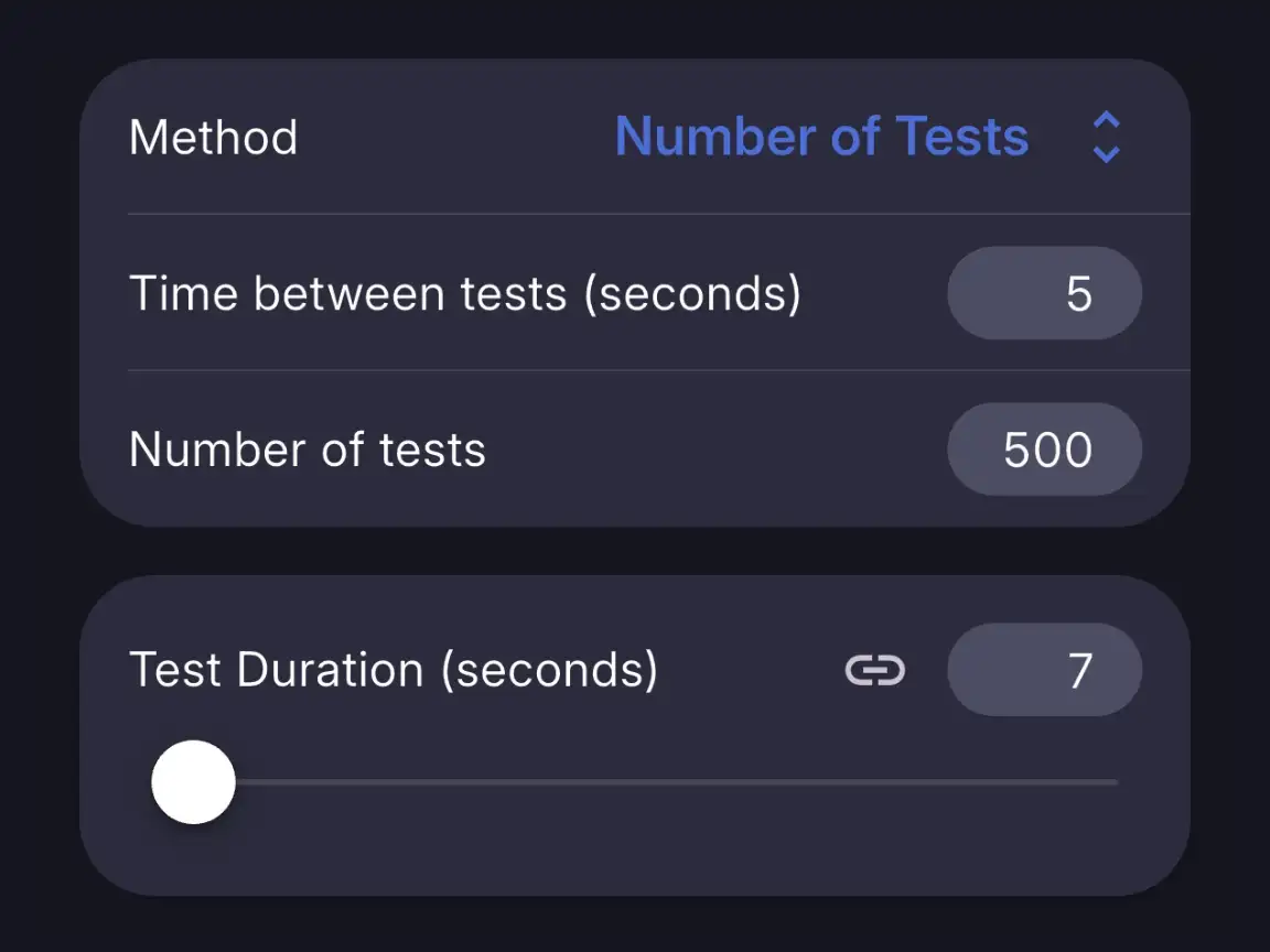 Recurring speed tests scheduled in the app
