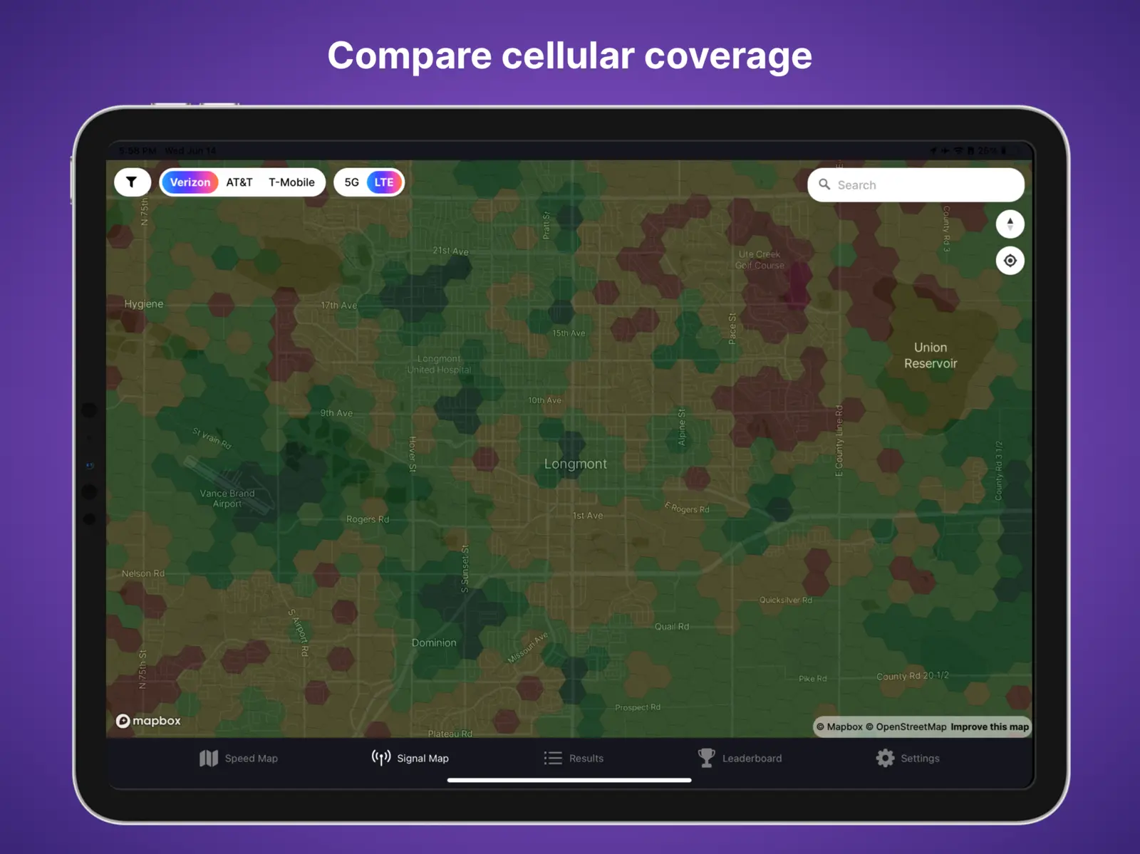 The Signal Strength Map inside the Coverage Map app
