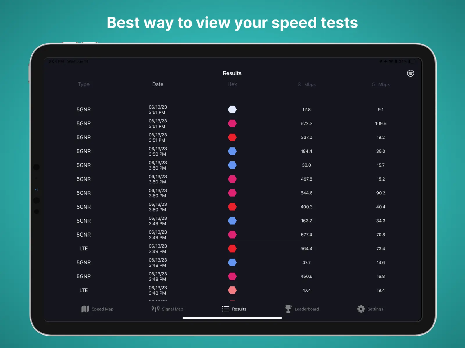 The Results tab in the Coverage Map app