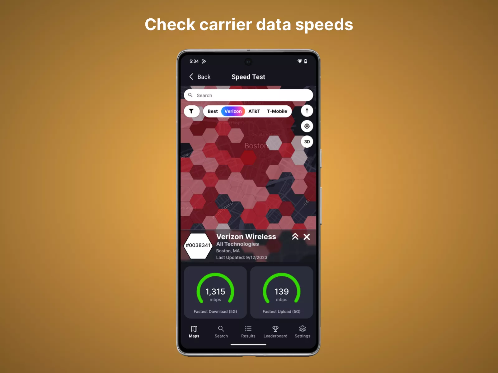 Speed Map in the Coverage Map app