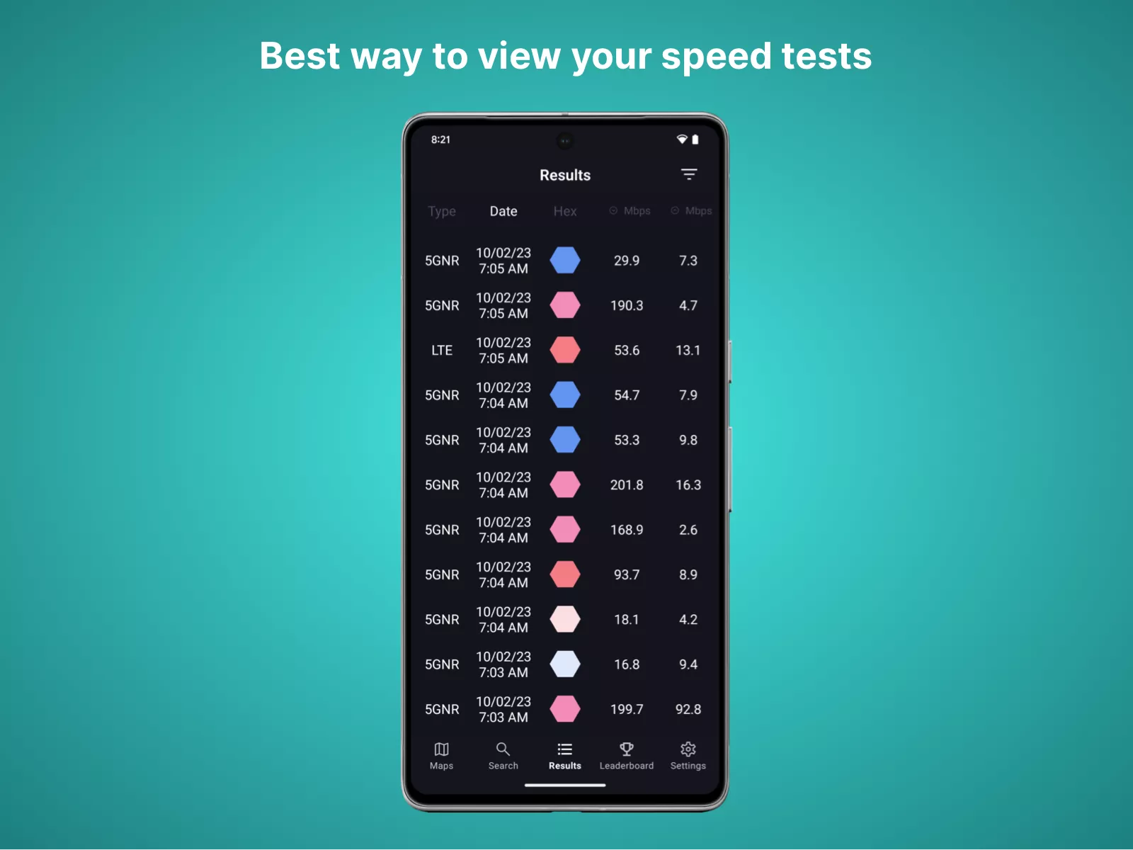 Results tab in the Coverage Map app